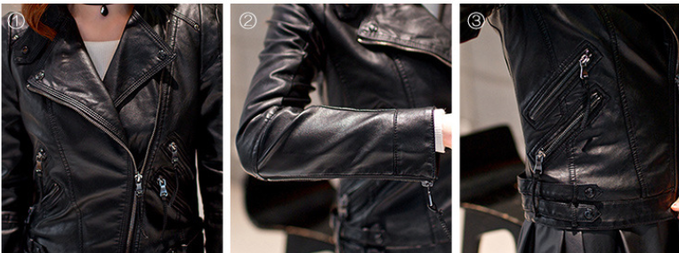 Pu leather white slim with zipper fleece ladies summer jacket