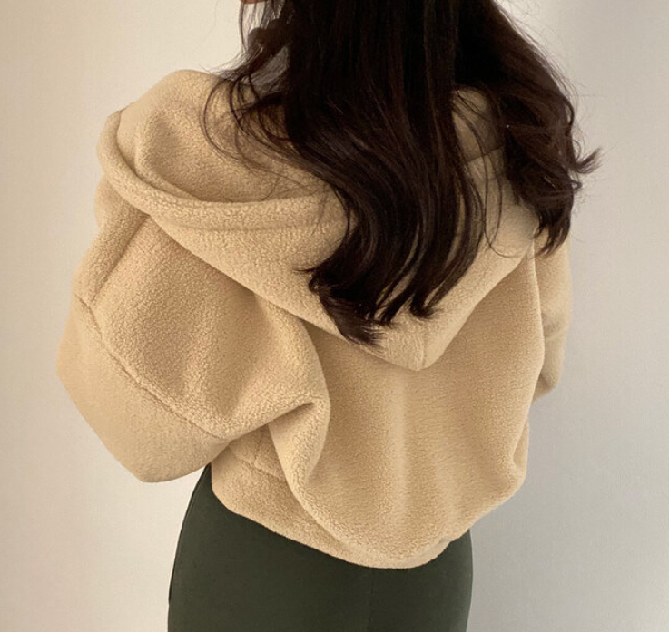 Academy Retro Solid Lamb Wool Casual Jacket Top - Back View