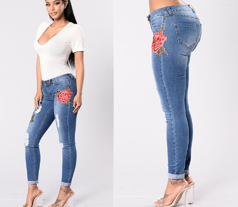 Embroidered Denim Pants Variation 2