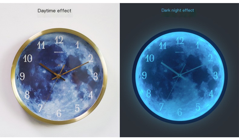 GeekCook LED Wall Clock - Blue Moonlight Glow