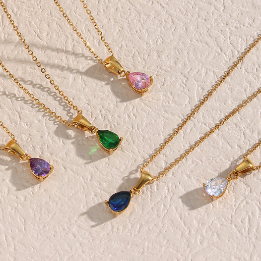 Close-up of the zircon pendant