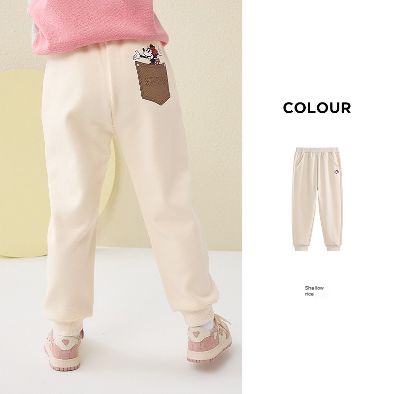 Disney children's clothing boys' knitted non-inverted velvet trousers 2023 autumn new spring and autumn fashion cartoon image