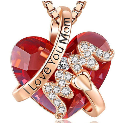 Rose Gold Red Heart Necklace