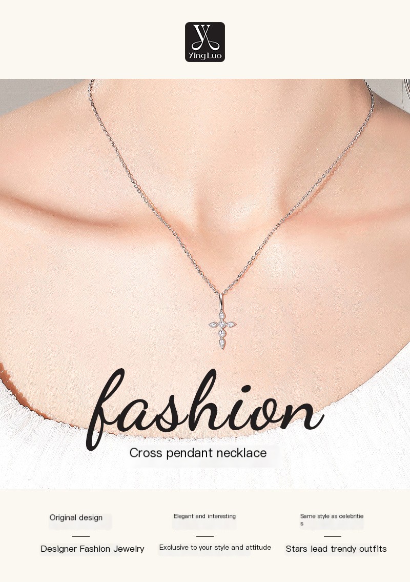 Moissanite Cross Pendant Necklace 1