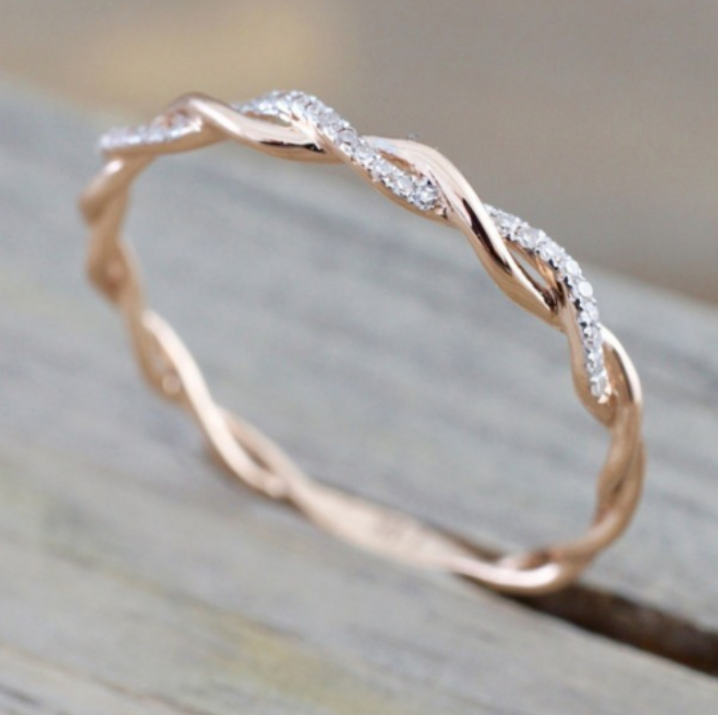 Twisted Rope Ring - White Gold
