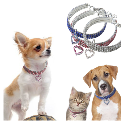 Heart-Shaped Pet Necklace Blue