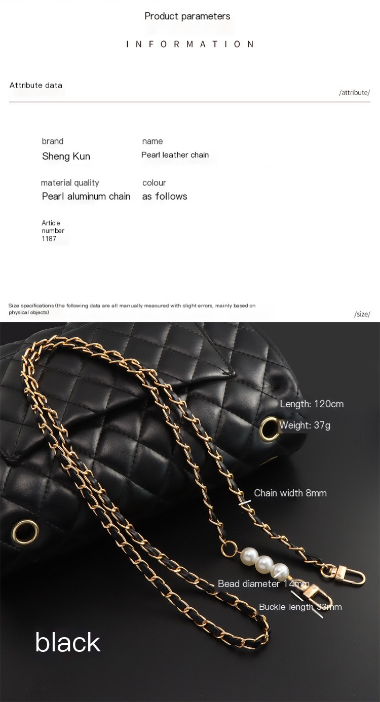 Finished Aluminum Chain Leather Pearl Bag with Mobile Phone Chain Bag Shoulder Strap Crossbody Pearl Chain Replacement Bag Chain