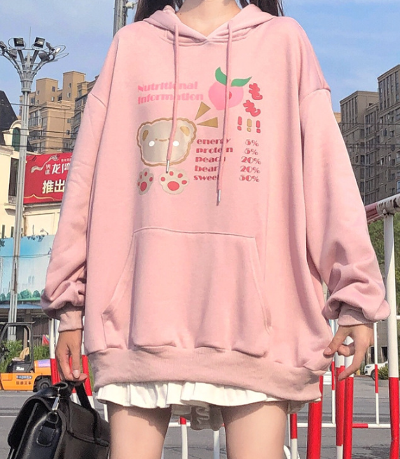 Japanese Cartoon Print Plus Velvet Sweater Image 2