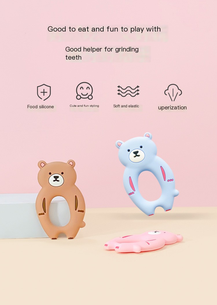 Silicone Bear Teether Grey