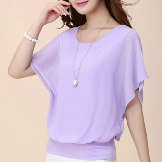 Slim Bat Sleeve Chiffon Shirt