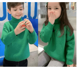 Children's Sweater with Plush Unisex/Children's one-piece fleece knitted pullover (single piece) image