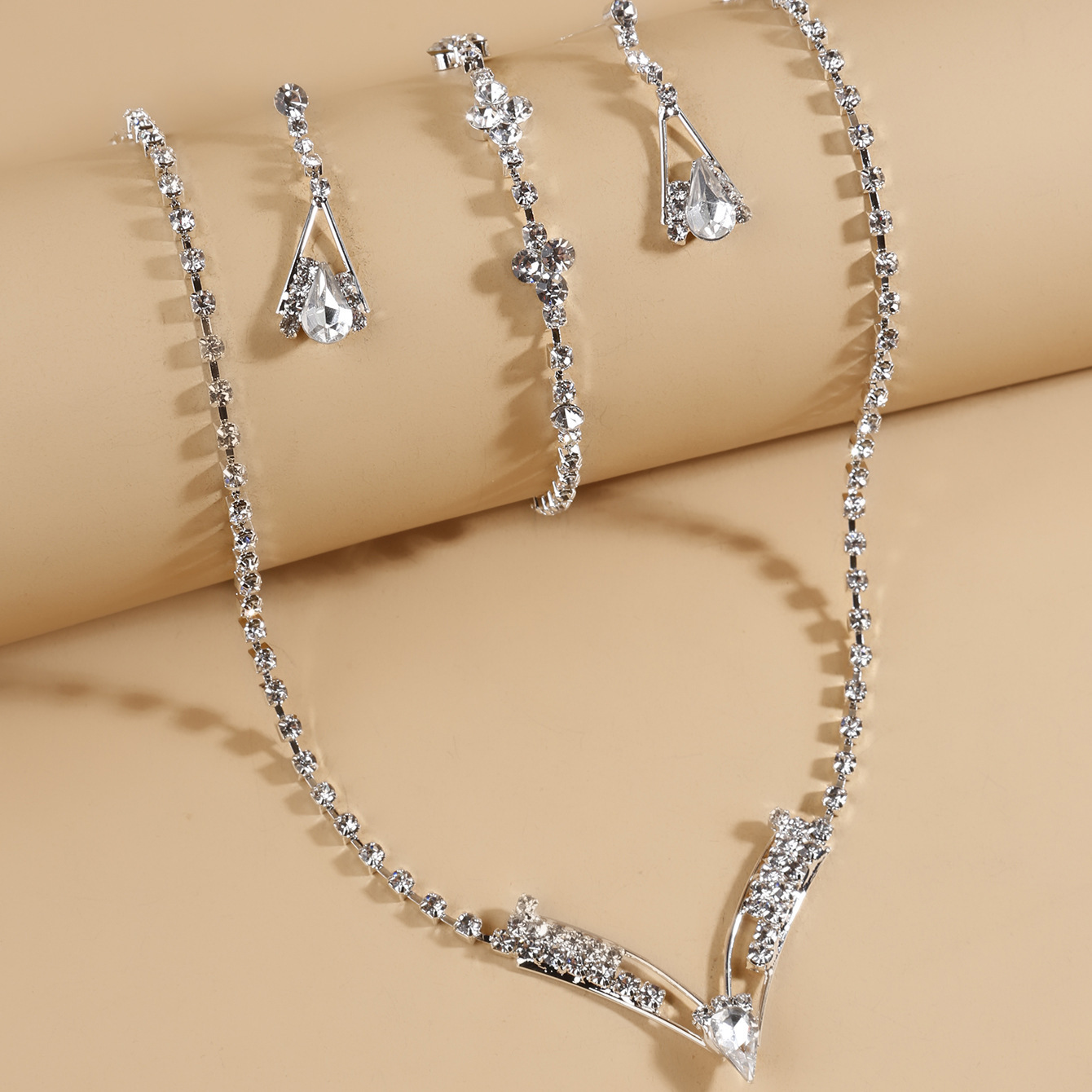 Rhinestone Necklace and Earring Set 2