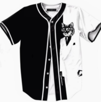 3D Black and White Cat Color Block Short Sleeve 1
