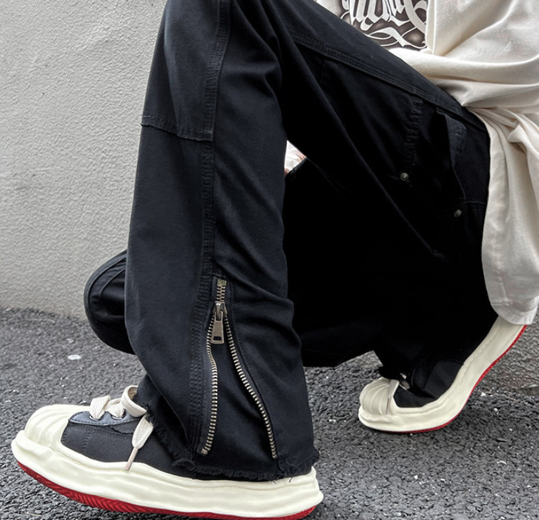 Vintage Street Structure Zip Loose Straight Jeans 7