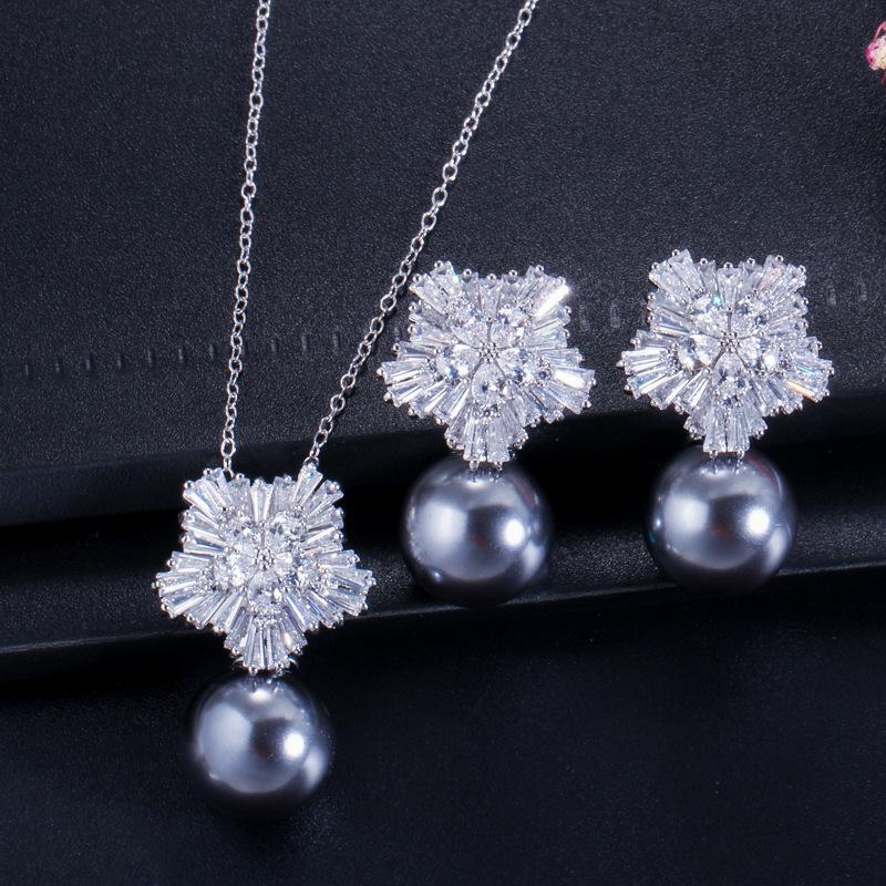 Korean Pearl Earrings and Pendant Set Image 2