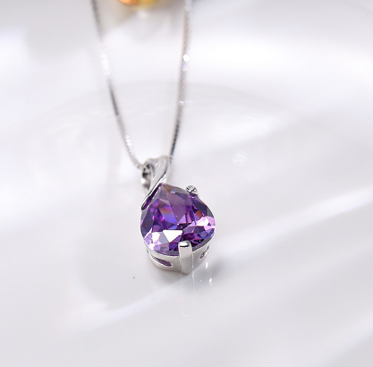 Crystal Purple Diamond Necklace Image 2