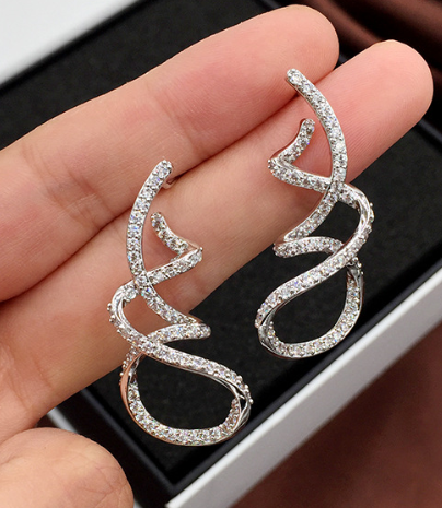 Irregular Twisted Spiral Earrings - Silver