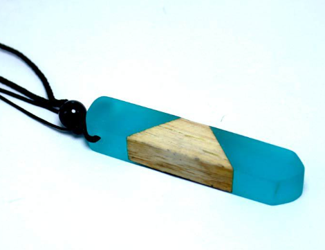 Wood and Resin Pendant Necklace