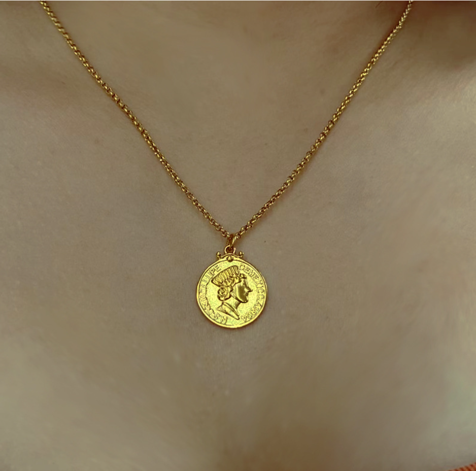 18 Karat Gold Plated Heart with Cross Necklace Image 1