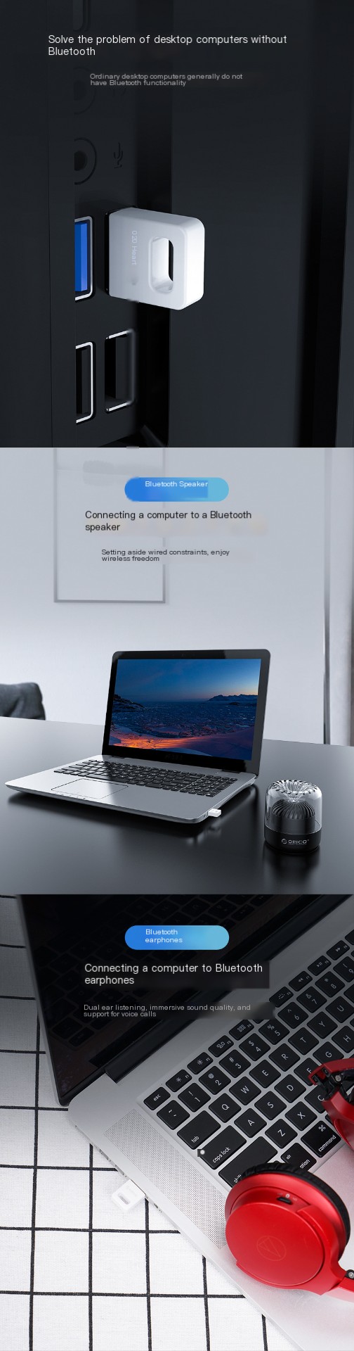 USB Bluetooth Adapter White