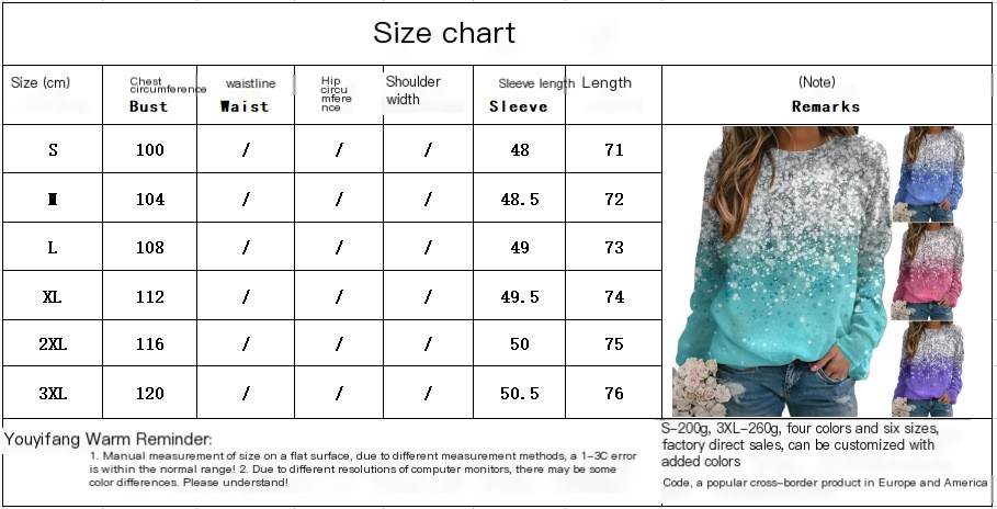 Women's Printed Round Neck Long-sleeved T-shirt