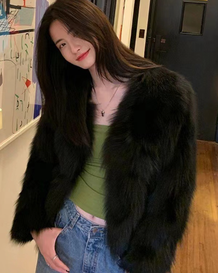 Imitation Fur Coat Close Up