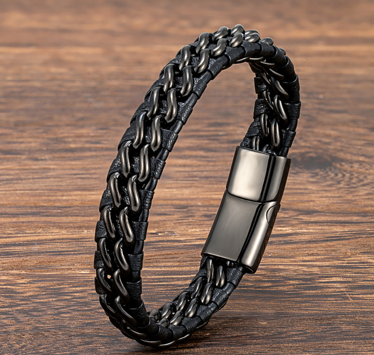 Trendy leren armband