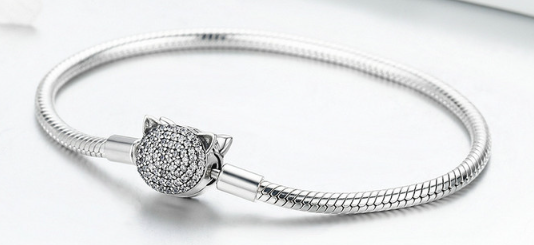 Silver Cat Bead Bracelet Image 3