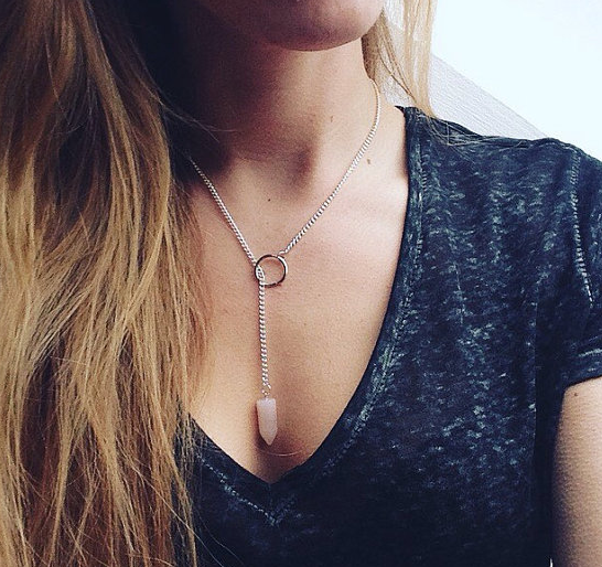 Natural Crystal Hexagonal Column Necklace