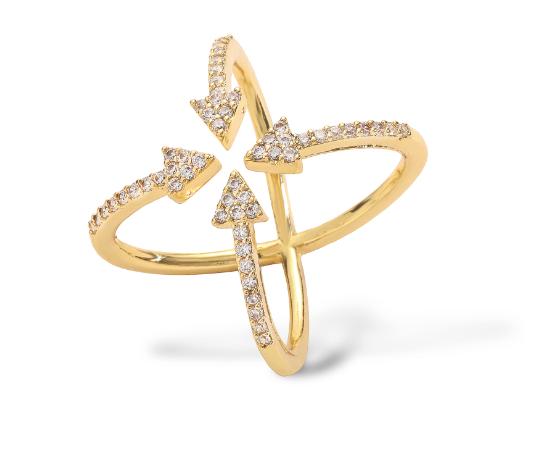 HECHENG 18K Gold Plated Copper Cross Ring 1
