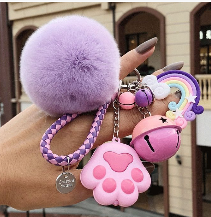 Cat Paw Plush Keychain - Yellow
