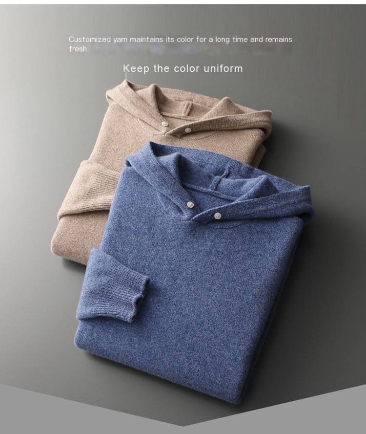 Riverstone Merino Wool Hoodie - Stone Color Back View - Long Sleeve Detail