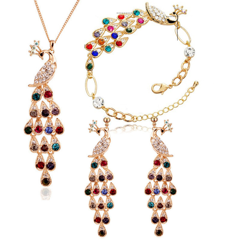 Conjunto de joyas de pavo real Imagen 3