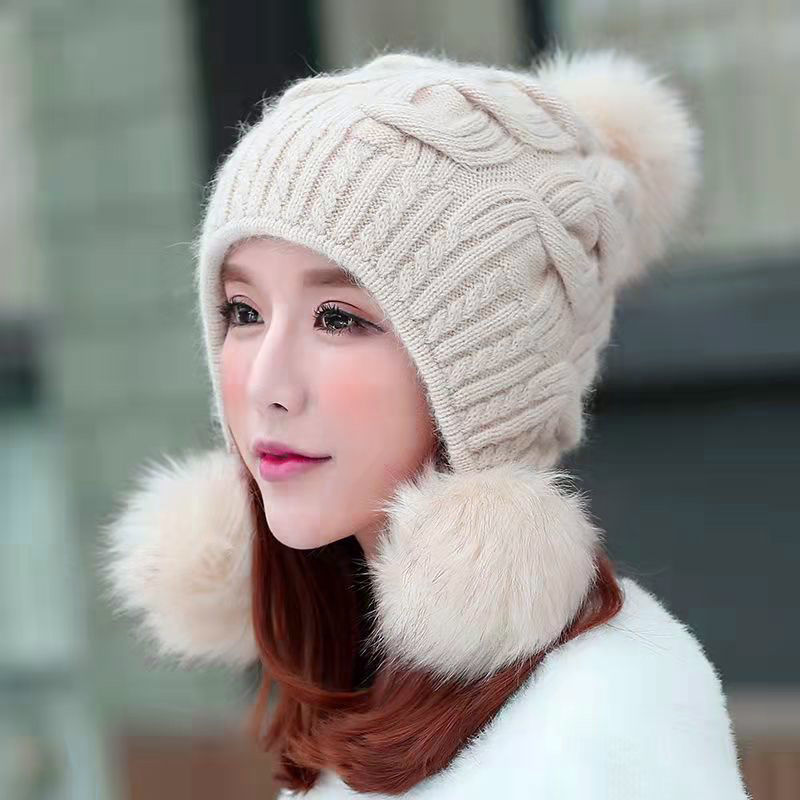 Fleece Rabbit Fur Hat - Grey