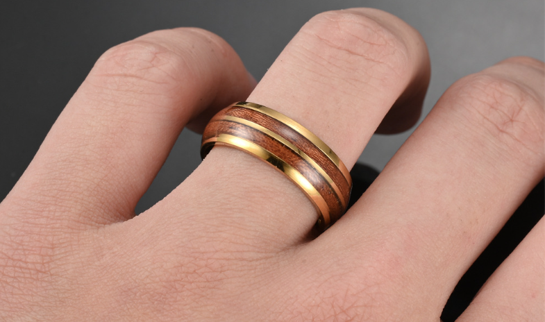 Gold Tungsten Steel Ring Image 1