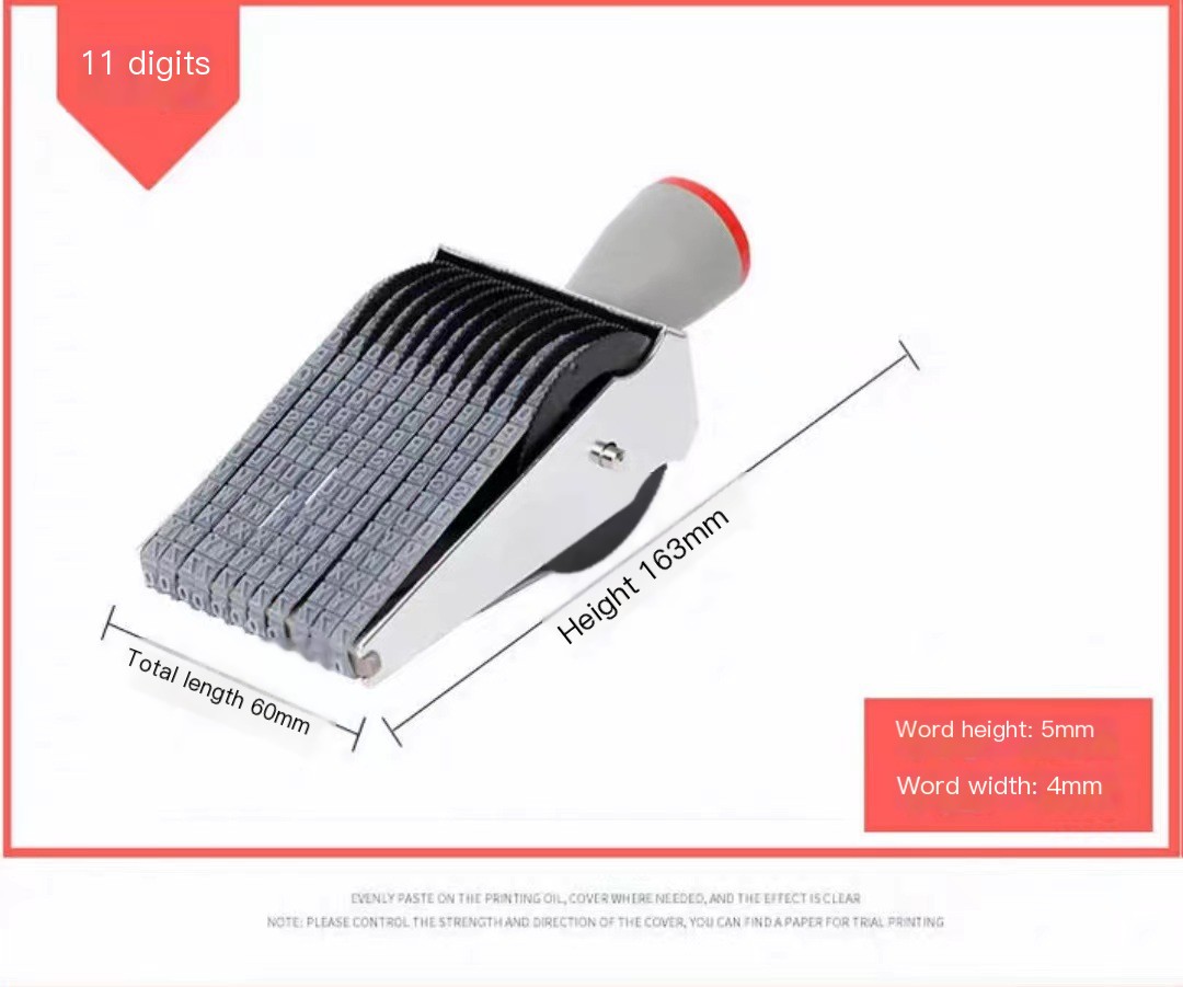 Multi-purpose wheel seal 8-12 adjustable digits 0-9 letters A-Z symbol date stamp with year month day