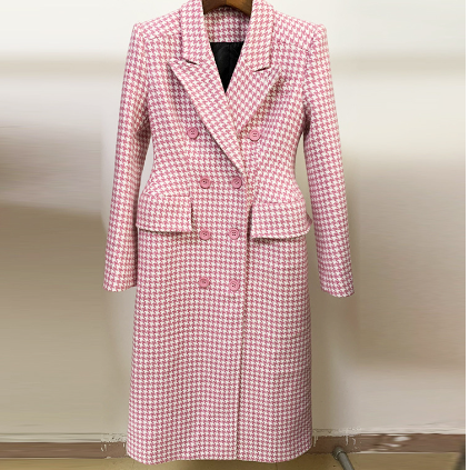 Houndstooth Peak Lapel Coat - @theestylishp image