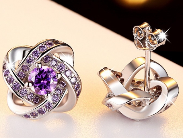 Purple Diamond Earrings