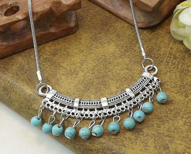 Bohemian Turquoise Necklace Detail