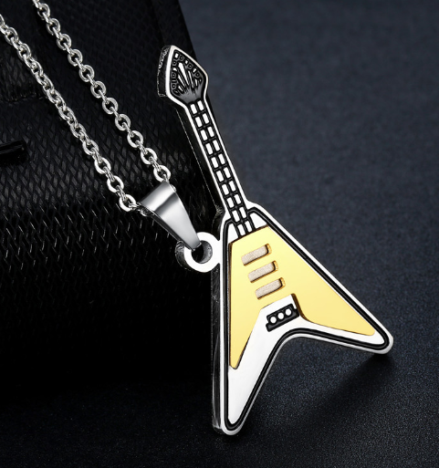 Guitar Pick Titanium Steel Necklace