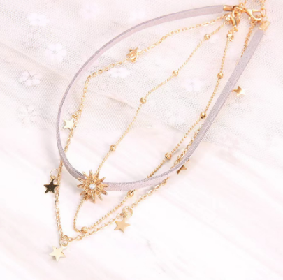 Multi-layer star choker necklace image 2