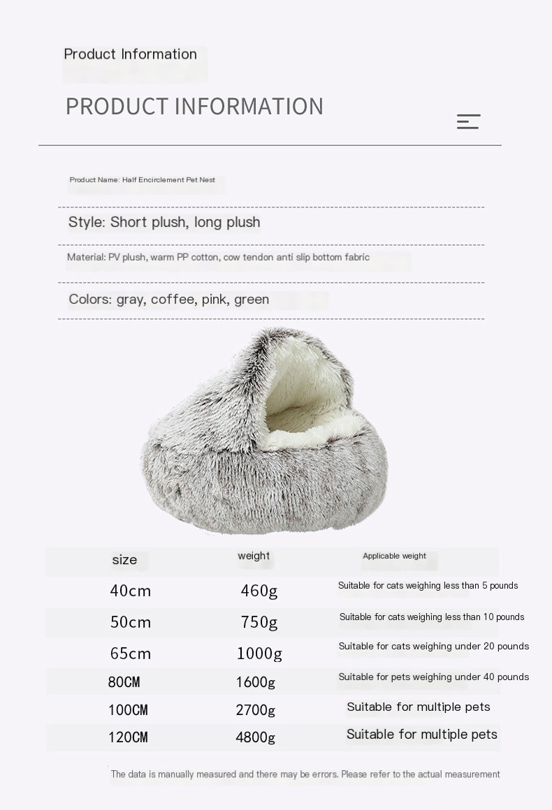 Semi-Enclosed Pet Bed