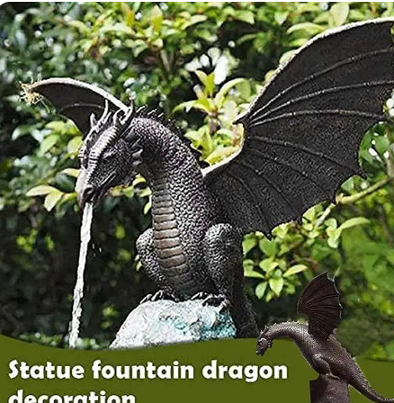 Garden Fountain Dragon Statue Water Spray Dragon Pattern Resin Waterscape Sculpture Cool Pond Spitter Landscape Decor Dragon