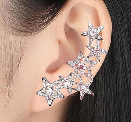 Single White Star Earrings