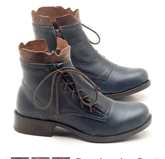 Vintage Lace Low Heel Boots