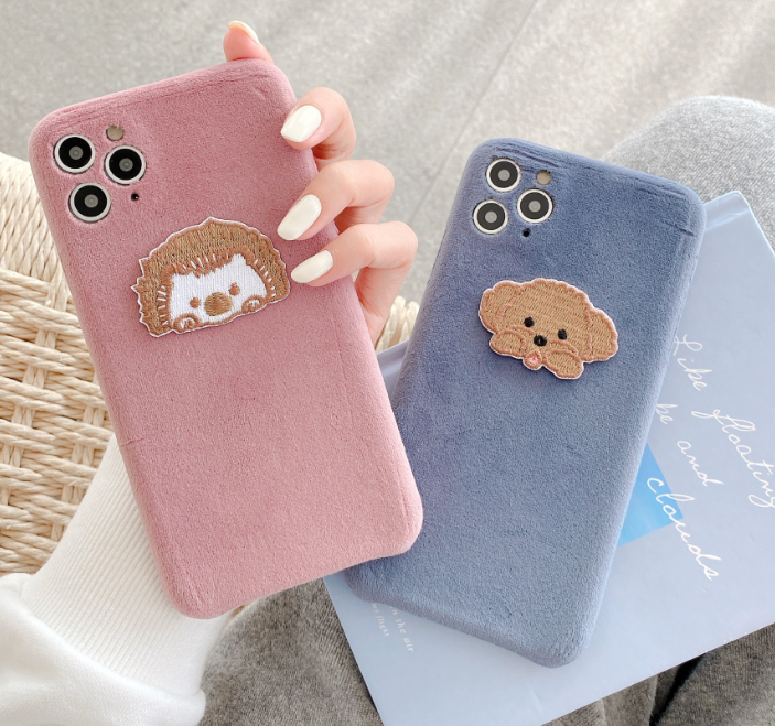 Embroidered Teddy Head Plush Phone Case - Image 2