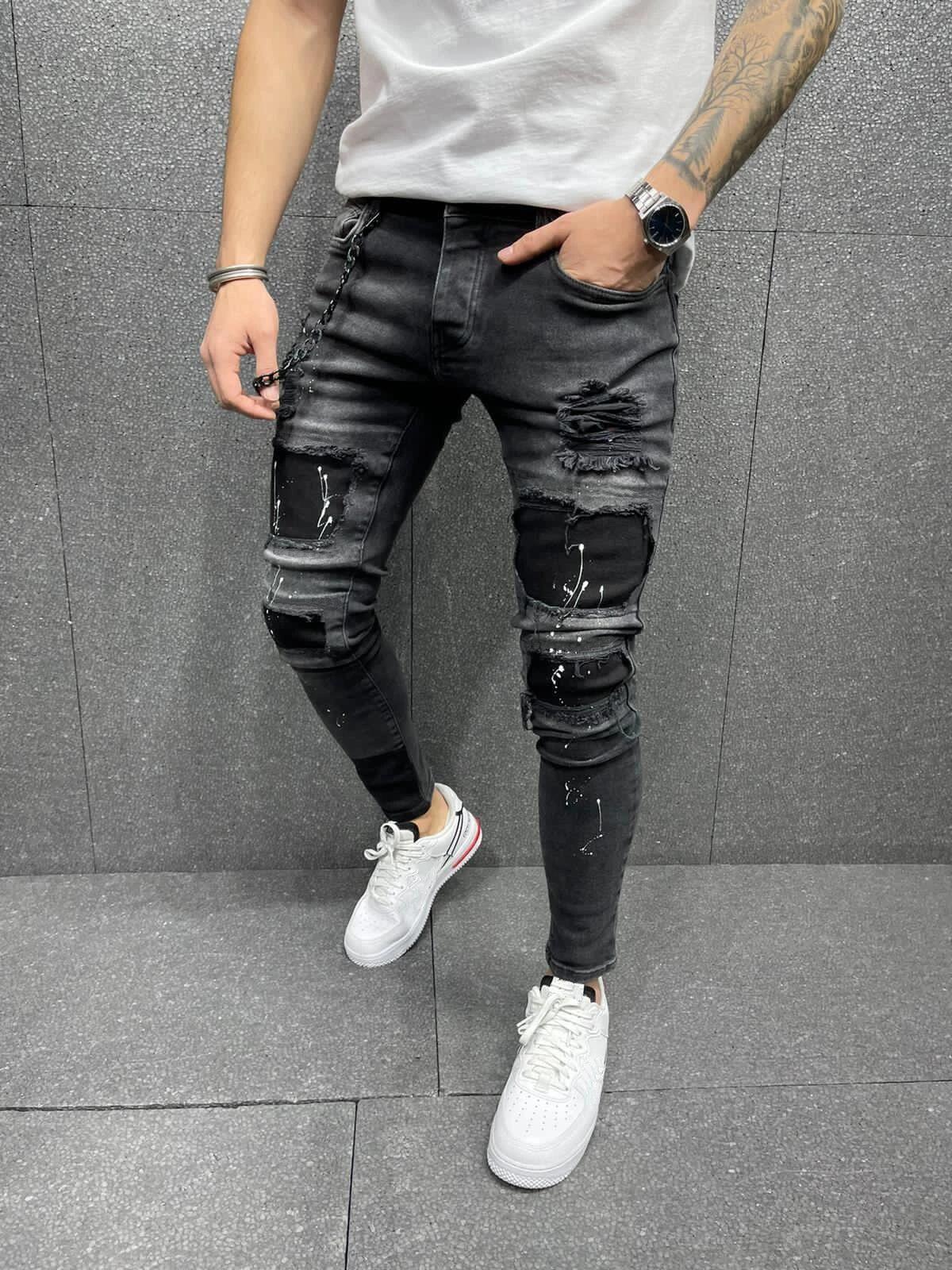 Distressed Denim Pants Side View