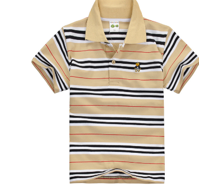 CUHK Children's T-shirt Cotton Striped Lapel Polo Shirt Image 3