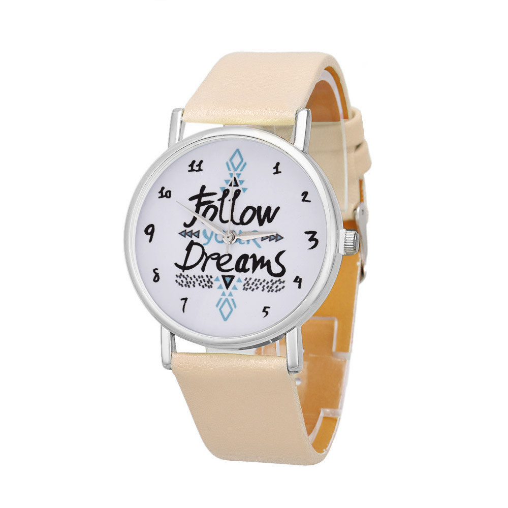 Men's leather belt watch - White color
