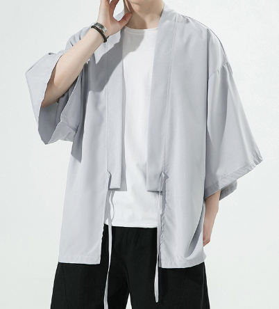 2024 Summer Men Cardigan Japanese Kimono Men Samurai Costume Clothing Kimono Jacket Mens Kimono Shirt Yukata Haori Casual Coat